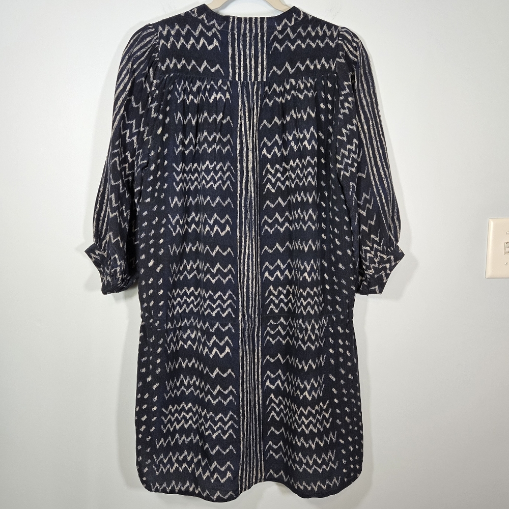 Ulla Johnson Silk Navy and Cream Mini Dress Boho Size M/L - Picture 5 of 11